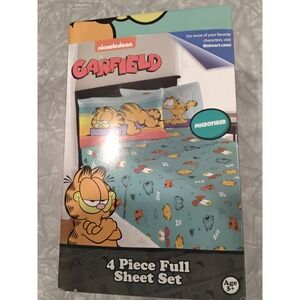 Nickelodeon Garfield 4 Piece Full Sheet Set Microfiber Teal Blue Bedding New